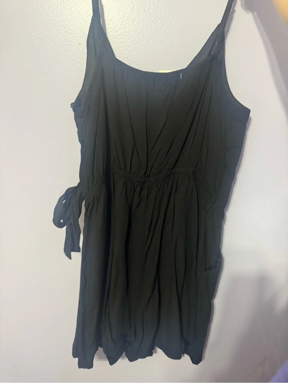 Black Wrap Front Mini Dress with Side Tie